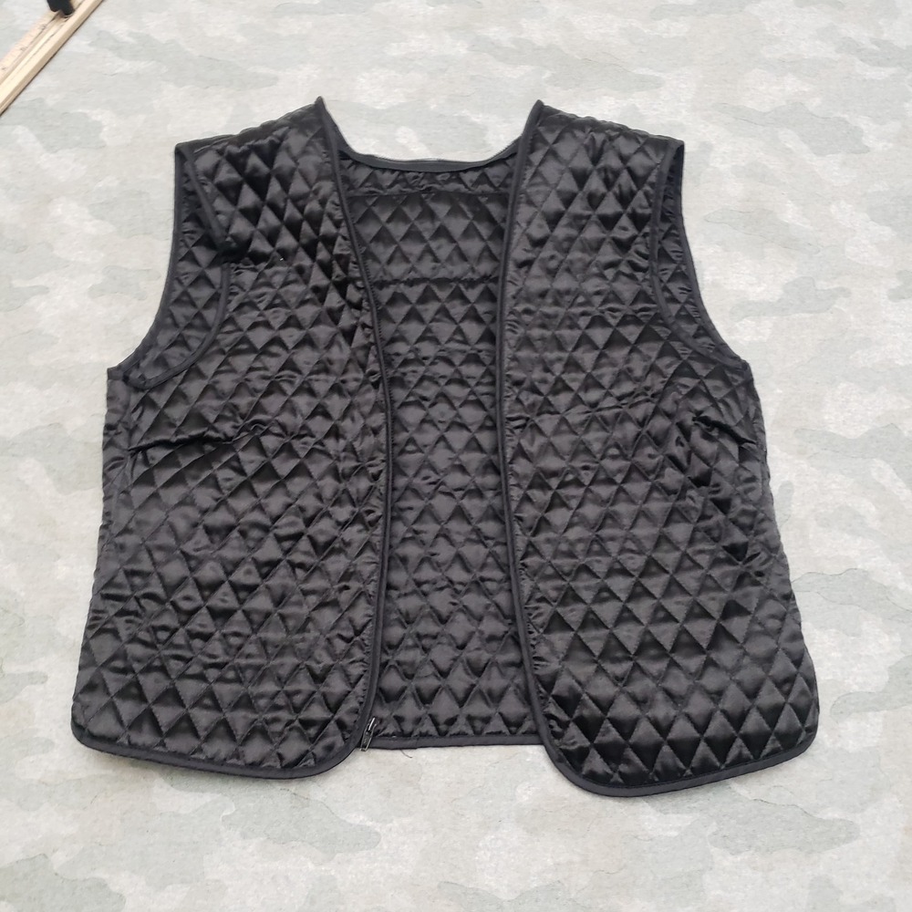 Harley Davidson Liner Vest Womens XS Black Open Front Sleeveless Diamond Quilted
